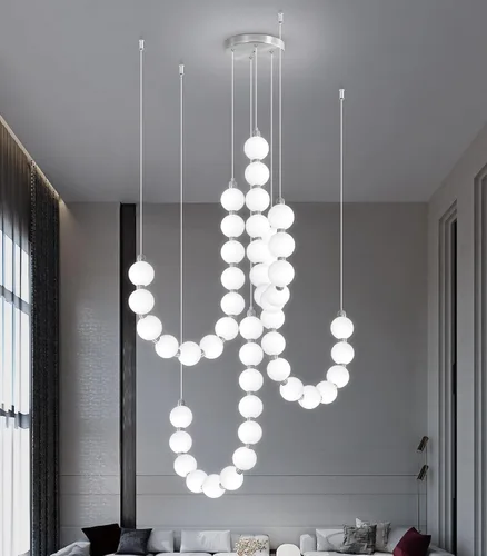Miniatura 11 de Candelabros modernos LED regulables, bolas de acrílico, iluminación colgante de techo para sala de estar, comedor, dormitorio, luces colgantes