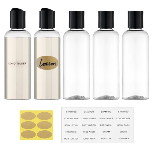 Botella de viaje de 3.4oz con tapa abatible con tapa superior de disco, Claro Transparente