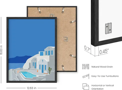 Miniatura 3 de HAUS AND HUES Arte para pared de viaje a Grecia - Póster mediterráneo, que muestra hermosas vibraciones costeras. Enmarcado en negro para un acabado