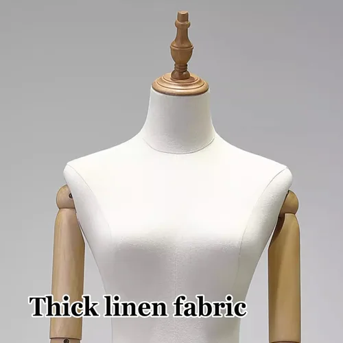 Miniatura 5 de Maniquí de forma de vestido femenino con soporte de metal ajustable, base de madera, cabeza y brazos desmontables giratorios para exhibición Con