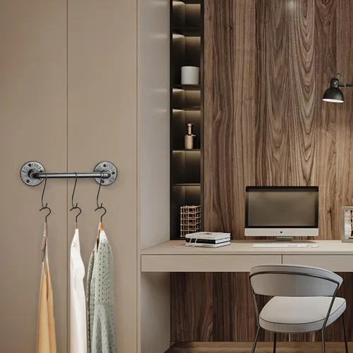 Miniatura 9 de NearMoon Toallero industrial de tubería, accesorio de toallero de baño resistente, montaje en la pared, soporte para toallas de baño de hierro