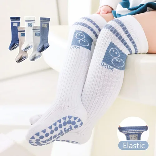 Miniatura 6 de Calcetines antideslizantes hasta la rodilla para bebé y niño, calcetines de tubo con agarres antideslizantes para bebés
