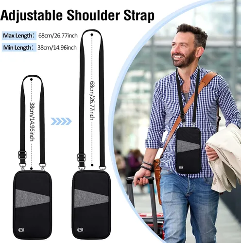 Miniatura 6 de BKNOOU Soporte para pasaporte familiar con bloqueo Rfid, organizador de documentos de viaje, soporte impermeable para pasaporte de viaje, soporte