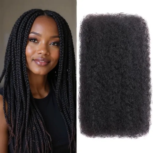 Miniatura 13 de Afro Kinkys - Extensiones de cabello humano trenzado a granel para torsión, 1 paquete de 1.76 oz (50 g), extensiones de rastas de reparación