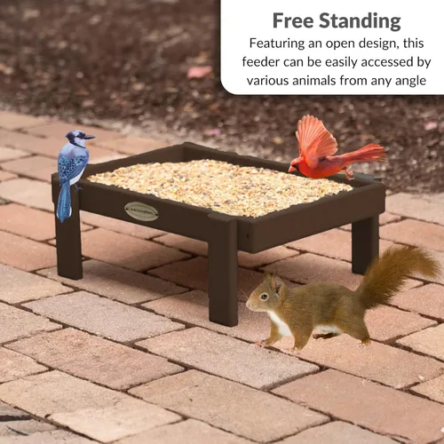 Miniatura 3 de Comedero para pájaros de plataforma DutchCrafters Amish hecho en Estados Unidos, comederos de pie libres para pájaros silvestres al aire libre