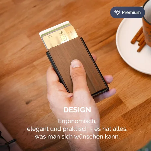Miniatura 51 de ÖGON -DESIGNS- Tarjetero automático de aluminio, protección RFID contra fraude y desmagnetización, cartera delgada y minimalista para hombres