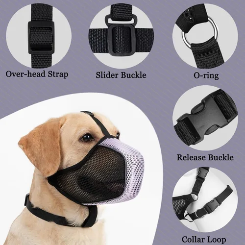 Miniatura 2 de Mayerzon Bozal para perro, bozales suaves de malla patentados para perros grandes, medianos y pequeños, caniche Husky Doberman Labrador Retriever