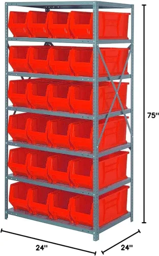 Miniatura 426 de Quantum QSBU-245BK Heavy Duty Shelving Unit with (7) Shelves and (24) QUS245 Black Bins for Garage Warehouse Storage Distribution 400 lb Load