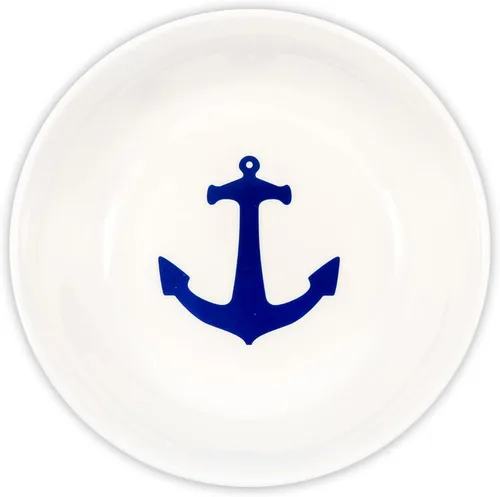 Miniatura 6 de Camco Juego de vajilla de melamina de 12 piezas - Presenta diseño náutico azul y blanco - Incluye 4 cuencos, 4 platos de ensalada y 4 platos llanos