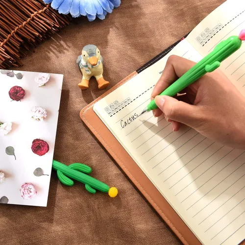 Miniatura 5 de Outus 30 juegos de bolígrafos de cactus con forma de cactus negro de 0.020 in de tinta de gel, bolígrafo de regalo de graduación para estudiantes