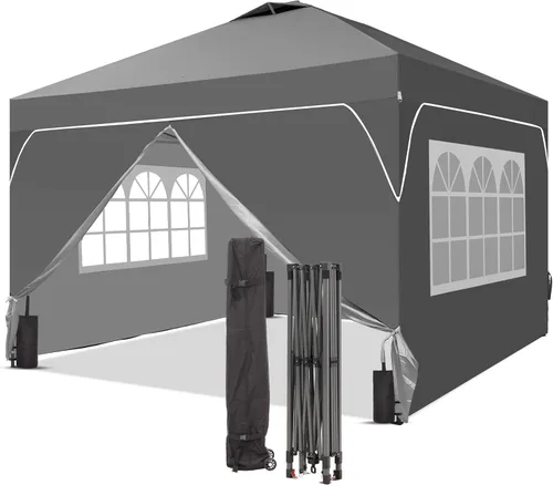 Miniatura 29 de GDY Tienda de campaña desplegable de 10 x 10 pies, gazebo para exteriores con 4 bolsas de arena, toldo fácil de instalar con 3 alturas ajustables