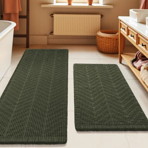 Miniatura 59 de Tapete de baño con diseño de gofre, moderno, bohemio, absorbente, antideslizante, ultrasuave, lavable a máquina, con letra de baño, dormitorio