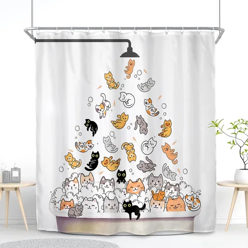 Miniatura 16 de SVBright Divertida cortina de ducha con diseño de perro para niños, diseño de corgi con dibujos animados, 72 pulgadas de ancho x 72 pulgadas