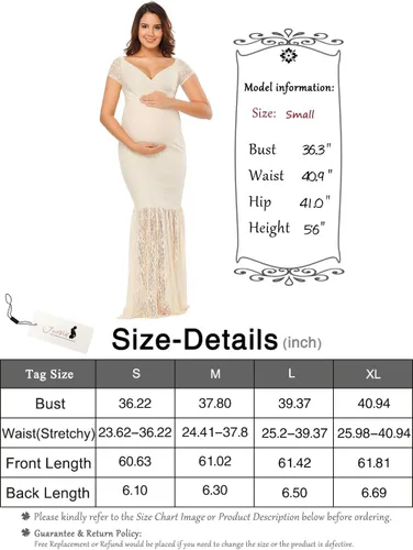 Miniatura 7 de Maxi vestido para embarazadas, de la marca JustVH, con encaje