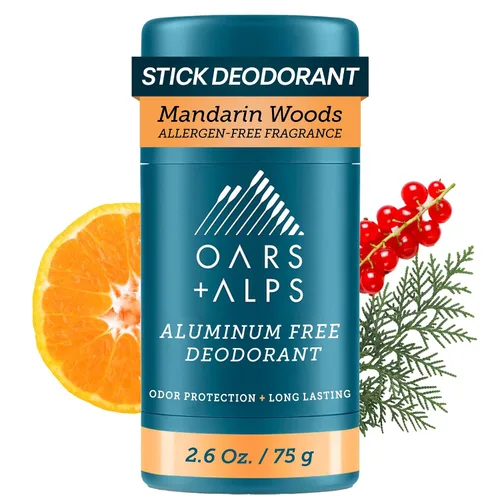Miniatura 10 de Oars + Alps Desodorante sin aluminio para hombres y mujeres, dermatológicamente probado, tamaño de viaje, glaciar de mar profundo, 1 paquete, 2.6
