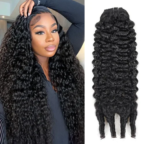 Miniatura 73 de Extensiones de cabello con clip de 12 pulgadas, rizado birmano, negro natural, extensiones de cabello con clip rizado birmano, cabello humano real