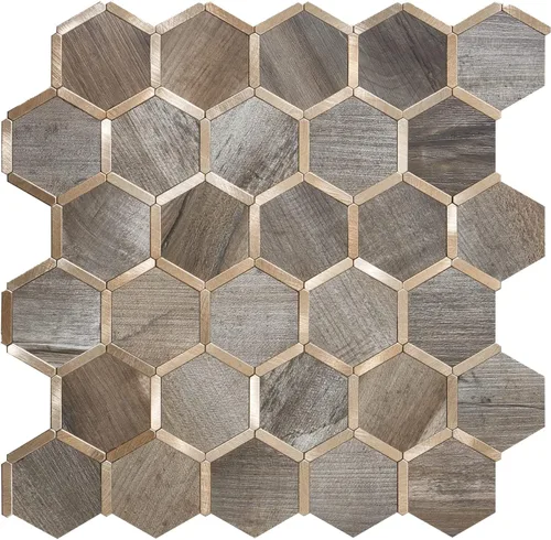 Miniatura 16 de STICKGOO Azulejo Hexagonal de Pelar y Pegar para Salpicadero, Salpicadero Adhesivo para Cocina y Baño, Aspecto de Pizarra Oxidada PVC Mezclado Metal