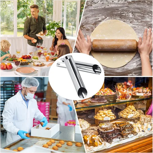 Miniatura 5 de Yexiya 50 tubos de cannoli de acero inoxidable, moldes de cuerno de crema, moldes de pastelería danesa antiadherentes para croissant, conchas