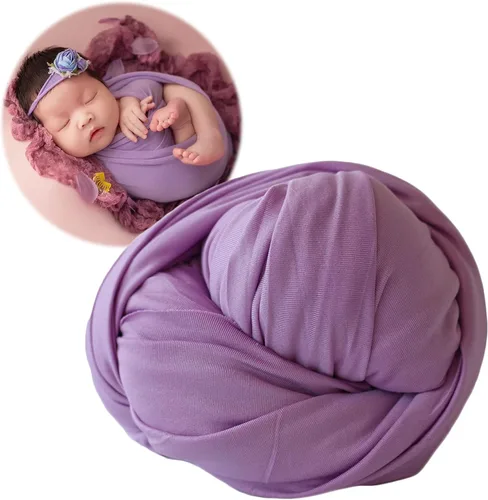 Miniatura 11 de Zeroest Fotografía de recién nacido envoltura elástica para niño y niña, accesorios de fotografía, manta elástica para bebé (azul)