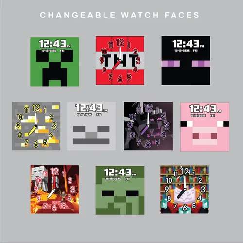 Miniatura 4 de Accutime Minecraft - Reloj inteligente de aprendizaje educativo verde para niños, pantalla táctil, para niñas, niños y niños pequeños, cámara