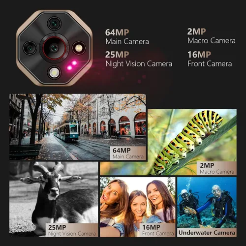 Miniatura 4 de Ulefone Armor X16 Pro 5G Smartphone Resistente, 16GB+256GB MTK Dimensity 6300 Android 15, cámara principal de 64MP+25MP, 10360mAh, pantalla Corning