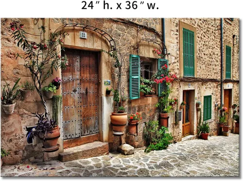 Miniatura 7 de Arte de pared toscano, calles italianas del antiguo mediterráneo, lienzo para pared, pintura de la imagen, impresión sobre lienzo, arquitectura