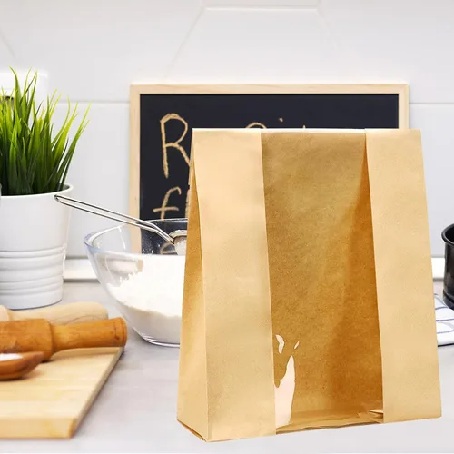 Miniatura 5 de Paquete de 50 bolsas de pan de masa madre Kraft, bolsas de pan 50% más gruesas para pan casero, bolsas de panadería Pper con ventana transparente