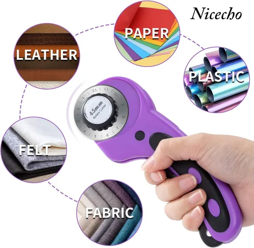Miniatura 3 de Juego de cortadores giratorios Nicecho, suministros para coser y acolchar, cortadores de tela de 45 mm, alfombrilla de corte A3 para coser, reglas