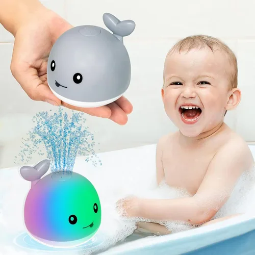 TFS TOP·FANS Juguete de baño de ballena para bebé infantil: fuente luminosa de 6 a 12 meses de edad, bañera de 18 a 24, piscina, 3, 4, 5, 7, 8, 9,