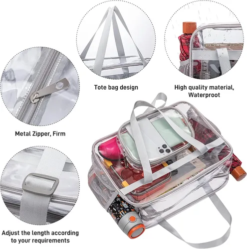 Miniatura 16 de Bolsas transparentes aprobadas para estadios, bolsa transparente + correa para el hombro, bolsa transparente grande