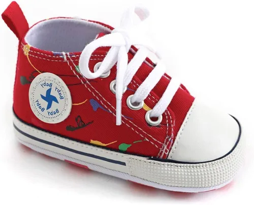Zapatos unisex para bebés, niñas y niños, suela suave, lona para recién nacidos, primeros pasos, zapatillas altas antideslizantes