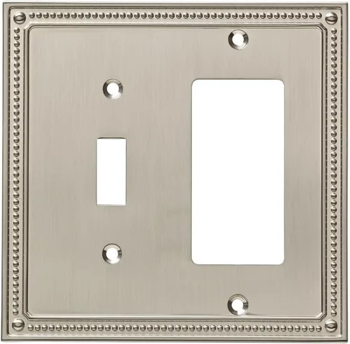 Miniatura 14 de Marco cobertor clásico de pared para interruptor de luz único con diseño de bolitas Franklin Brass, Plateado, W35065-SN-C