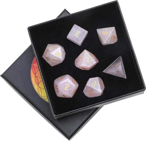 Miniatura 13 de mookaitedecor Juego de 7 dados poliédricos de cristal de ágata india, dados pulidos de piedras pulidas para juegos de mesa RPG MTG decoración