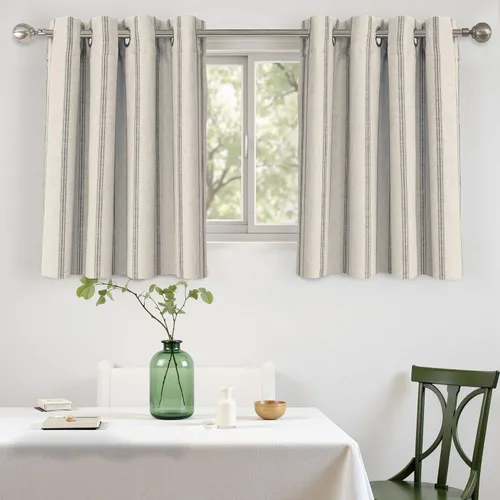 Miniatura 60 de DriftAway - Cortinas de Lino Mezcla de Granja 100% Opacas de 84 Pulgadas de Largo para Dormitorio, Cortinas Verticales Rayadas Impresas de Lino