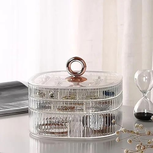 Miniatura 6 de Joyero, organizador de joyas de acrílico de 3 capas con asa, cajas de joyería transparentes para mujeres y niñas, organizador de maquillaje, soporte