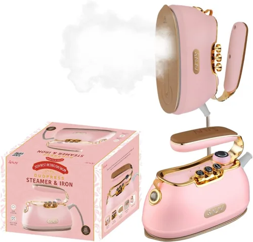 Miniatura 12 de SALAV Retro Edition Duopress - Vaporizador y plancha de mano, placa de cerámica, 1000 W, vapor sin goteo, vapor vertical y horizontal, esmeralda