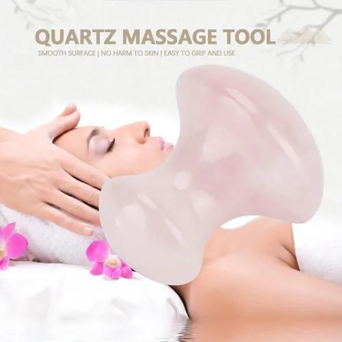 Miniatura 3 de Walfront Sha Tools - Masajeador facial con forma de hongo rosa, pinzón rosa, rodillo de jade de cuarzo rosa, herramienta de masaje de cristal