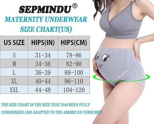 Miniatura 7 de SEPMINDU Algodón 3 Pack Embarazo Maternidad Overbump Sonrisa Cintura Alta Ajustable Ropa Interior Bragas