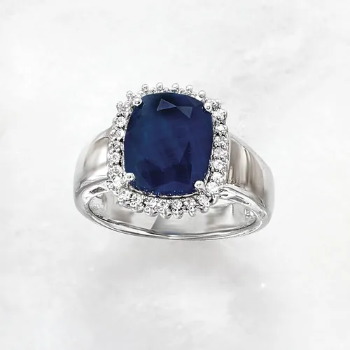Miniatura 5 de Ross-Simons 4.50 Carat Sapphire and .20 ct. t.w. White Topaz Ring in Sterling Silver