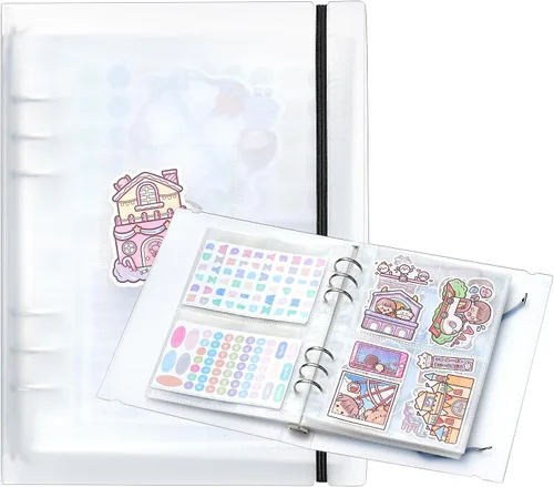 1 pieza Álbum de almacenamiento de pegatinas A5, libro de organización de pegatinas para coleccionar, carpeta con fundas para stickers, organizador