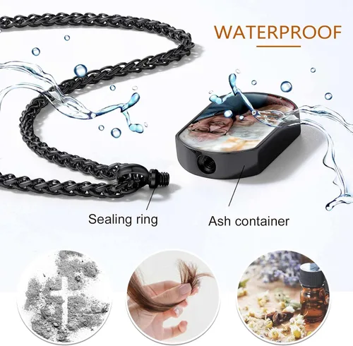 Miniatura 35 de FindChic Collares personalizados con urna para cenizas, barra vertical, gato, luna, reloj de arena, garra de perro, acero inoxidable, chapado en oro