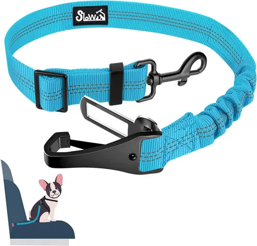 Miniatura 15 de SlowTon Cinturón de seguridad para perro, correa de cinturón de seguridad ajustable para perro, 2 en 1, cinturón de seguridad para perro con Negro