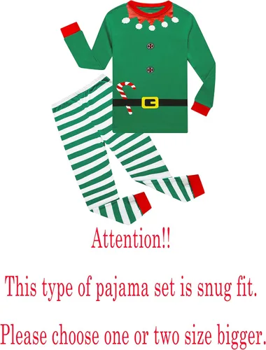 Miniatura 2 de Family Feeling - Conjunto de 2 piezas de pijama de Navidad a rayas para niños y niñas, 100% algodón