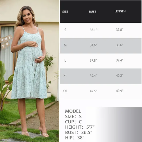 Miniatura 14 de GINKANA Vestido de maternidad sin mangas para mujer, con tirantes ajustables, vestido casual de verano para uso diario o baby shower