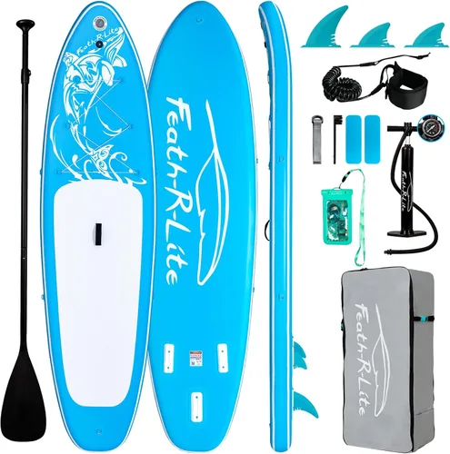 Miniatura 10 de FEATH-R-LITE Tabla de paddle surf inflable ultraligera de 10 pies x 30 pulgadas/10 pies 6 pulgadas x 33 pulgadas, para todos los niveles