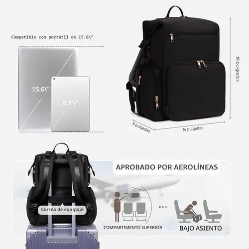 Miniatura 5 de CEI-CEI Mochila de neopreno para pañales con cambiador, bolsas de maternidad grandes para bebés recién nacidos, bolsa de viaje con bolsillos Negro