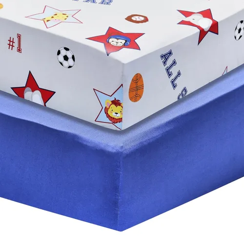 Miniatura 35 de EVERYDAY KIDS Juego de 2 sábanas bajeras ajustadas para cuna de niño, 100% microfibra suave y transpirable, sábana para bebé, se adapta al colchón