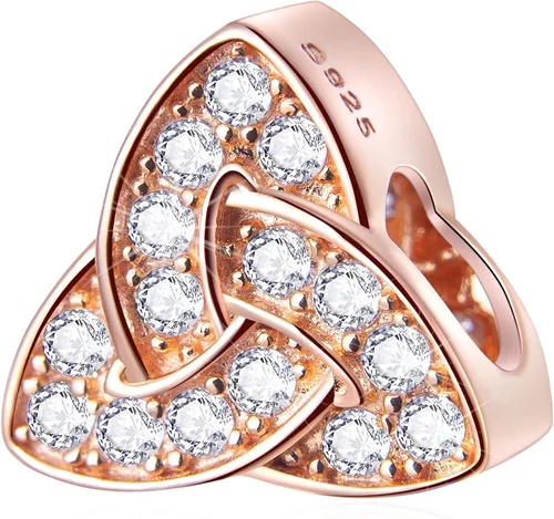 EMOSTAR Rose Gold Valentine's Day Charms fits European Bracelet, Boy and Girl in Love, I Love You Gesture, Stars Crescent Moon, Crown, Celtic Knot