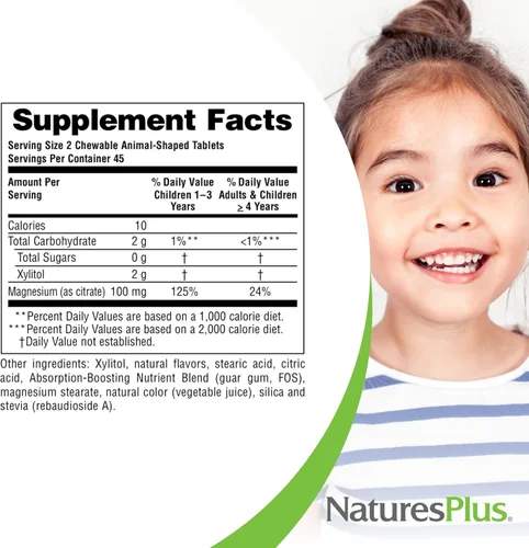 Miniatura 5 de NaturesPlus Animal Parade MagKidz, sabor a cereza natural, 90 tabletas masticables con forma de animal, paquete de 2, apoyo para la salud ósea