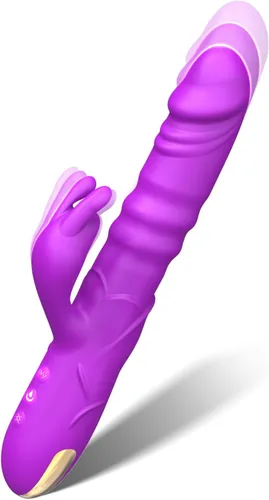 Consolador de empuje vibrador de conejo, vibrador de clítoris de punto G, consoladores impermeables y recargables, vibrador de silicona realista con